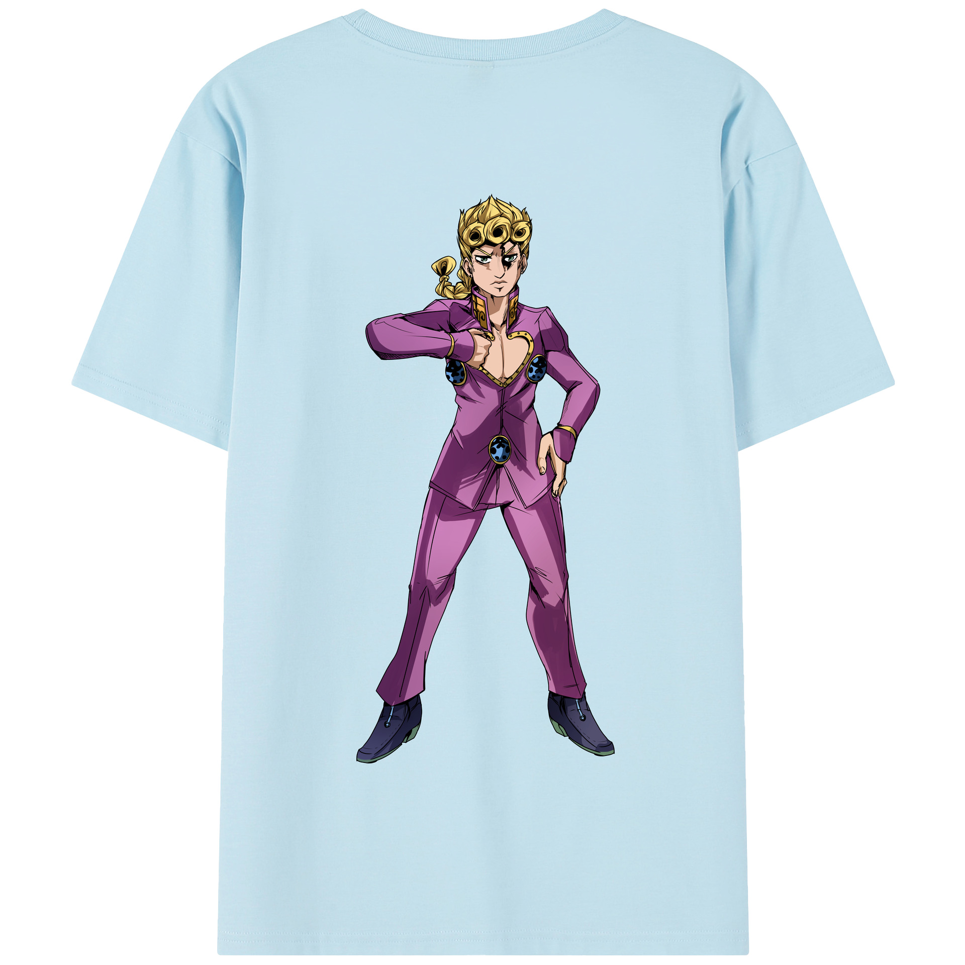 （画像用） ジョジョの奇妙な冒険 ジョルノ?ジョバァーナ JoJo's Bizarre Adventure Giorno Giovanna 綿100％半袖Tシャツ（背面プリント）